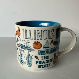 Starbucks BEEN THERE SERIES Illinois ceramic coffee or tea mug, blue 14 ounce